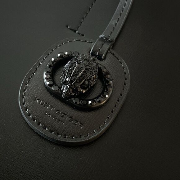 NEW KURT GEIGER LONDON CHELSEA 14” L LEATHER SHOPPER TOTE BAG & POUCH Black - Picture 5 of 8